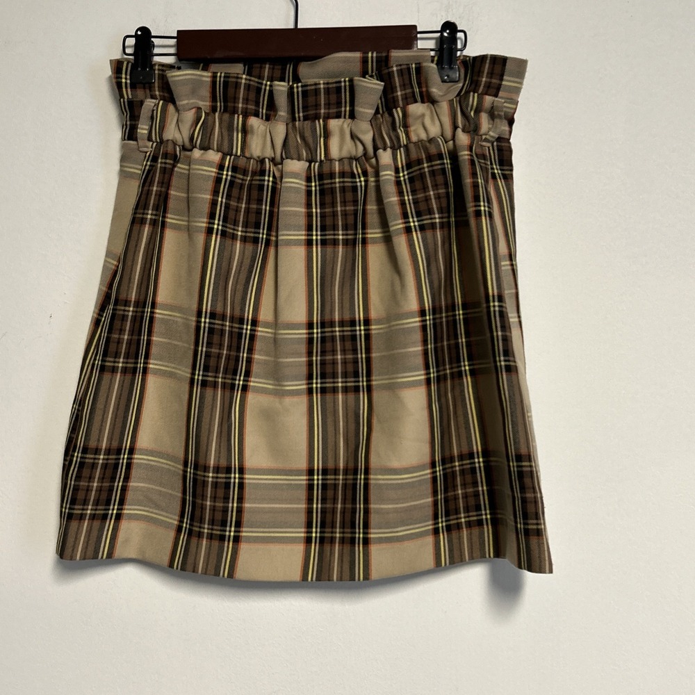 River‎ Island Women's Plaid Mini Skirt US 6 UK 10 Paper Bag Waist Buttons Preppy - Picture 5 of 16